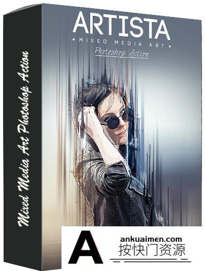 [PS动作下载][插件发布]水彩混合艺术动作 Artista – Mixed Media Art PS Action(附教程)