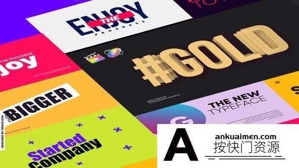 [FCPX发生器]20种现代彩色图形文字标题排版设计动画FCPX插件模板