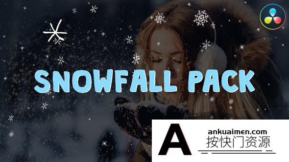 [DaVinci Resolve模板][教程发布]新年冬季背景雪花叠加层达芬奇模板Snowfall Pack | DaVinci Resolve