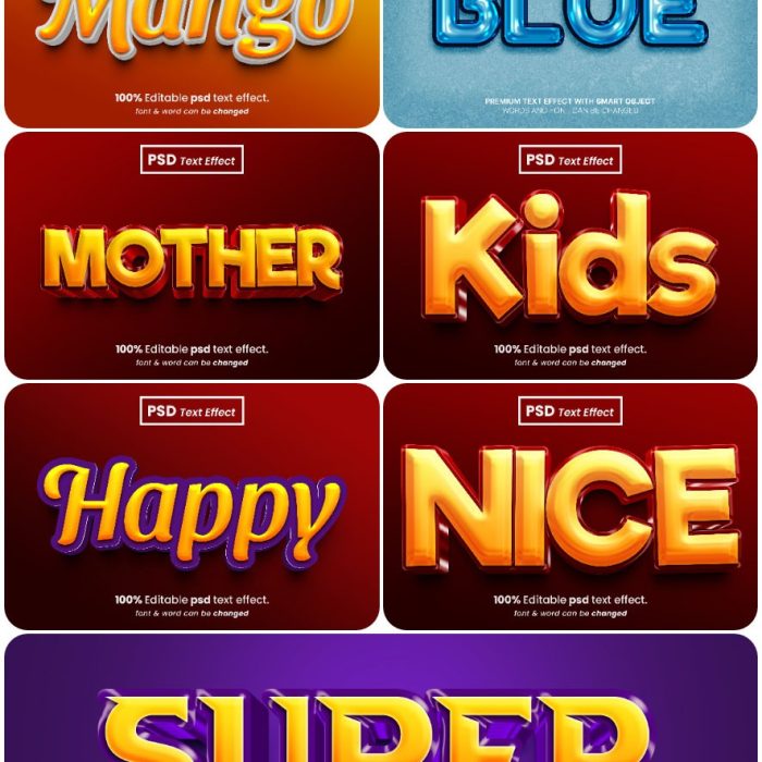 [3D样式][插件发布]3D文字效果PSD格式PS样式集 vol 113 Psd text effect set vol 113