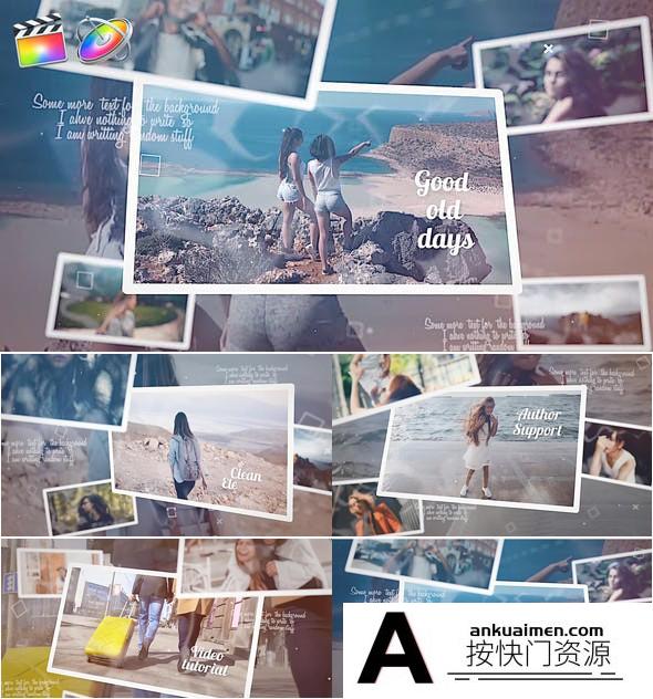[FCPX发生器]FCPX插件家庭假期旅游相册幻灯片图文展示动画视频制作