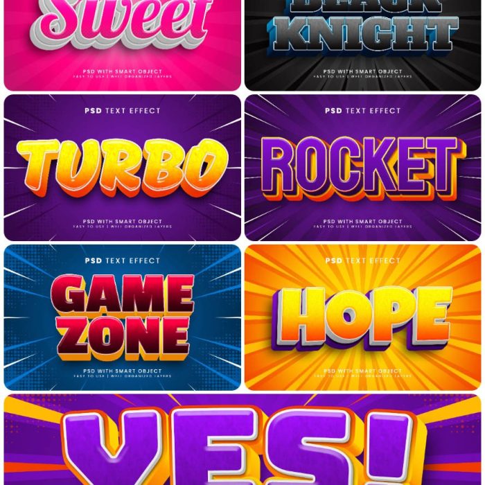 [3D样式][插件发布]3D文字效果PSD格式PS样式集 vol 57 Psd text effect set vol 57