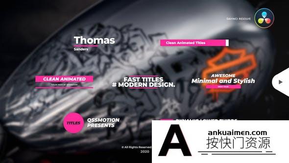 [DaVinci Resolve模板][教程发布]DaVinci Resolve 下三分之一文字标题模板 Clean Lower Thirds I Titles