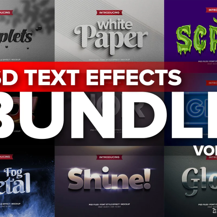 [3D样式][插件发布]Photoshop 3D文本样式合集 Photoshop 3D Text Effects BUNDLE 1(PSD)