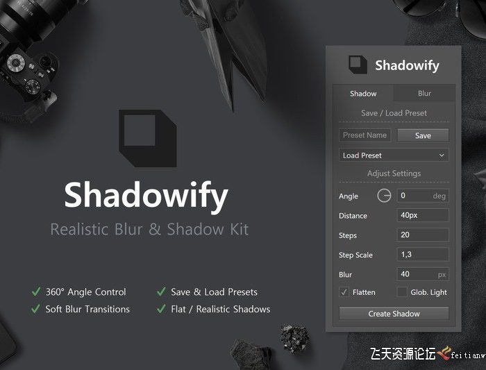 [PS扩展面板][插件发布]逼真的PS投影插件-Shadowify（PS扩展面板）
