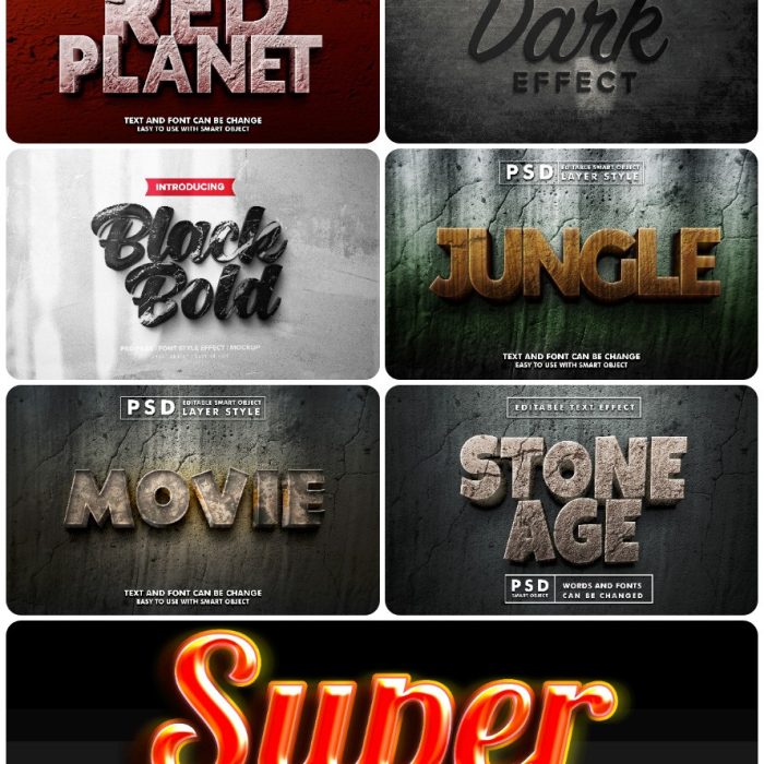 [3D样式][插件发布]3D文字效果PSD格式PS样式集 vol 52 Psd text effect set vol 52