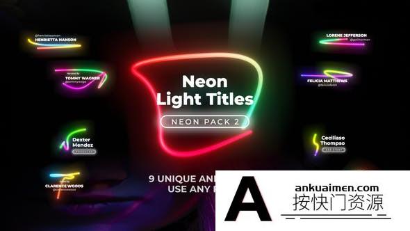 [FCPX发生器]FCPX插件9组彩色生长灯管霓虹灯文字标题视频字幕效果动画 2
