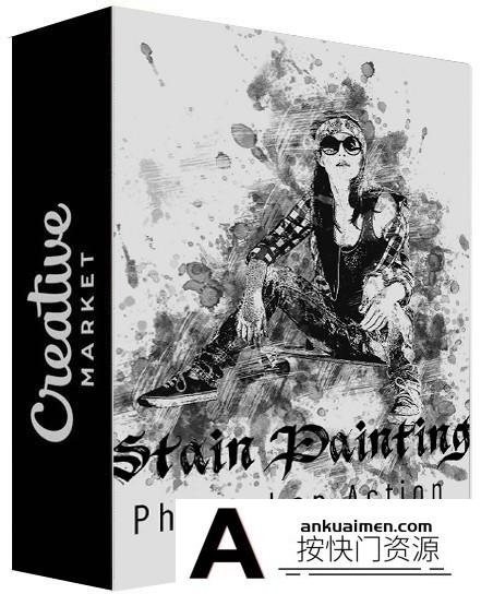 [PS动作下载]水墨污点绘画Photoshop动作 Stain Painting Photoshop Action附教程