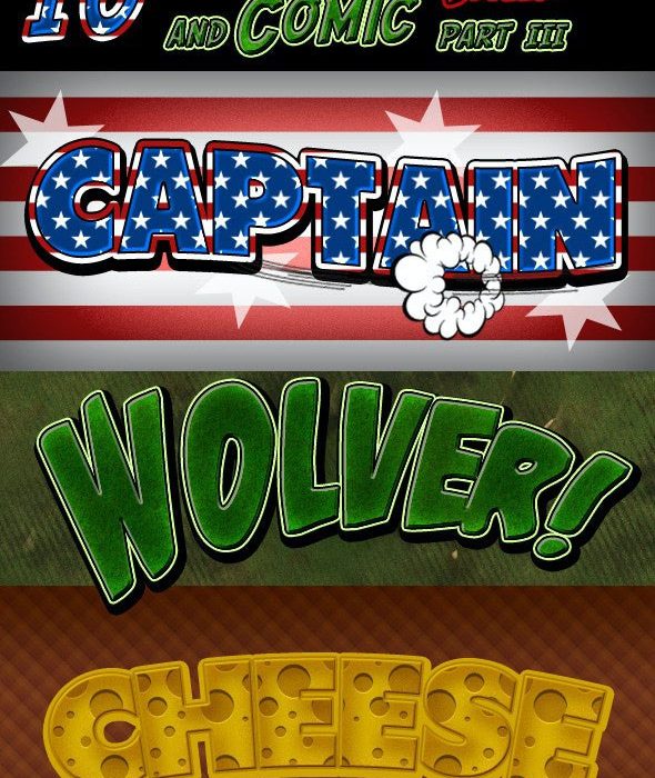 [字体样式][插件发布]卡通和漫画书风格字体PS样式 – 第 3 部分