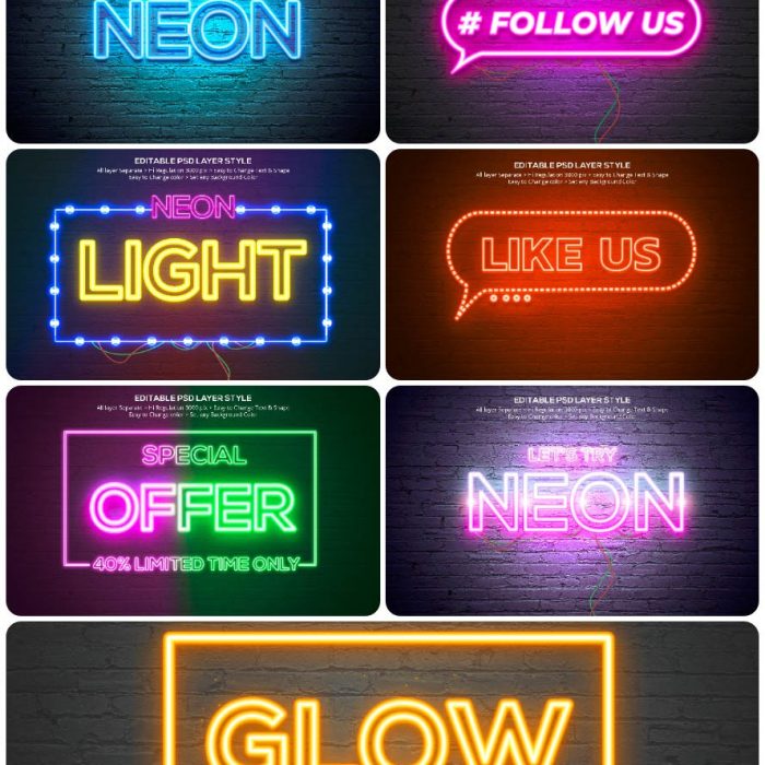 [纹理样式][插件发布]霓虹灯PSD格式霓虹文字PS样式下载 Neon Text