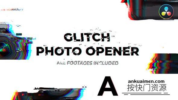 [DaVinci Resolve模板][教程发布]摄影师故障闪烁彩色相机混搭视频达芬奇模板 Glitch Photographer Opener