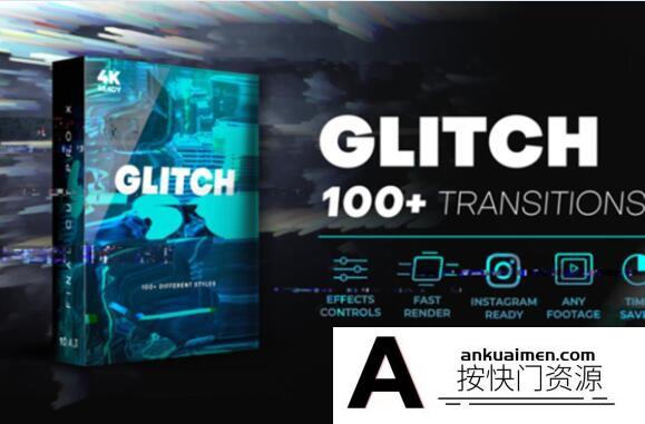 [FCPX发生器]FCPX插件100种视频转场效果坏信号位移扭动动态VHS故障效果