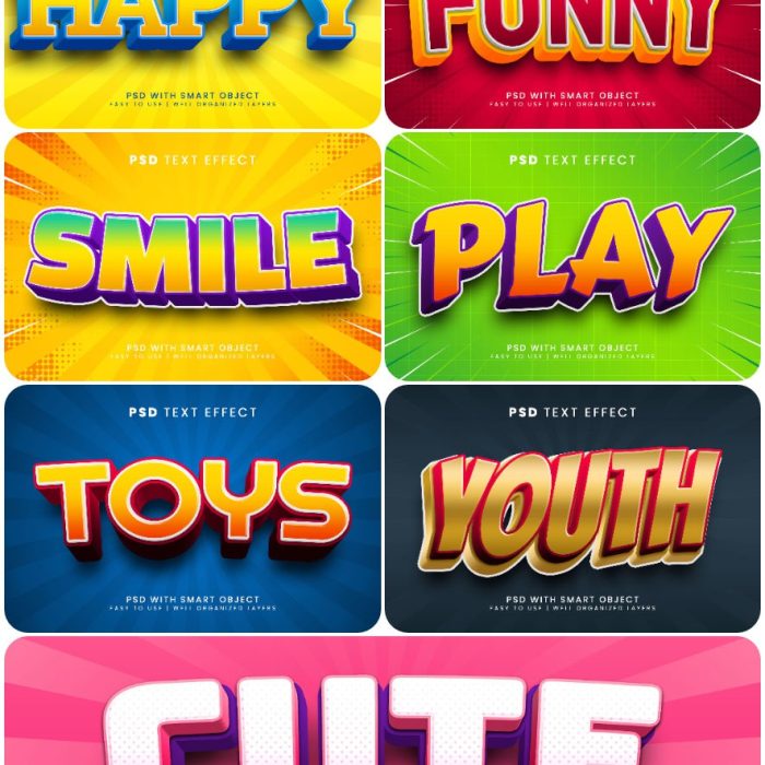 [3D样式][插件发布]3D文字效果PSD格式PS样式集 vol 99 Psd text effect set vol 99