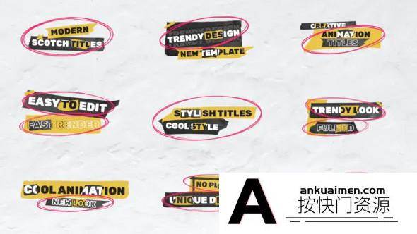 [FCPX标题字幕]FCPX插件-9组创意文字标题字幕动画 Scotch Tape Titles 支持m1