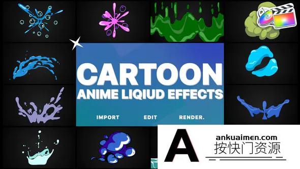 [FCPX发生器]FCPX插件- 卡通动漫液体效果插件Cartoon Anime Liquid Effects | FCPX