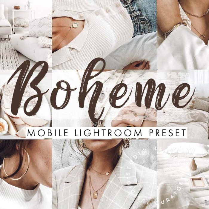 [手机版lr预设]室内外产品人像后期手机版lr预设 Boheme Mobile Lightroom Presets