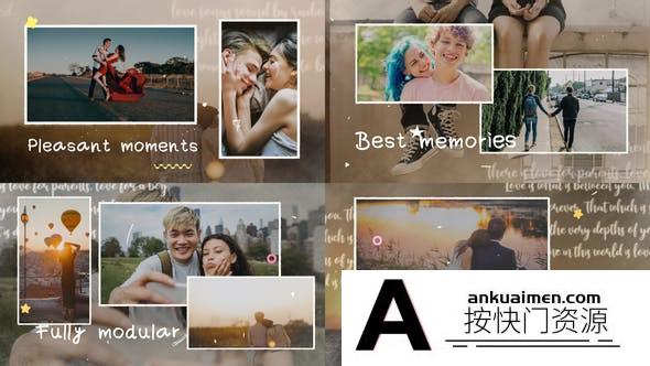 [相册AE模板]卡通手绘边框照片回忆相册浪漫片头AE模板- Happy Moments Slideshow