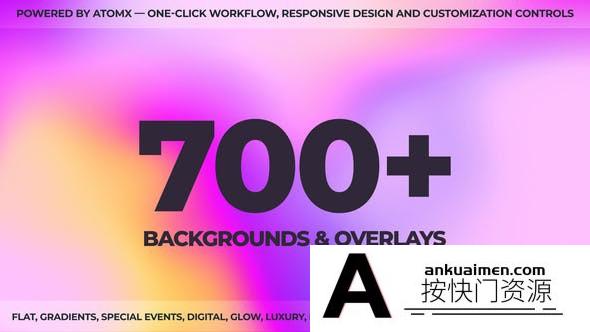 [AE脚本]AE汉化脚本-700个扁平化彩色渐变MG图形背景动画预设包 Backgrounds Pack