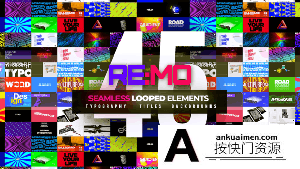 [开场片头]AE模板-无限循环文字图片动画AE模板  Looped Elements