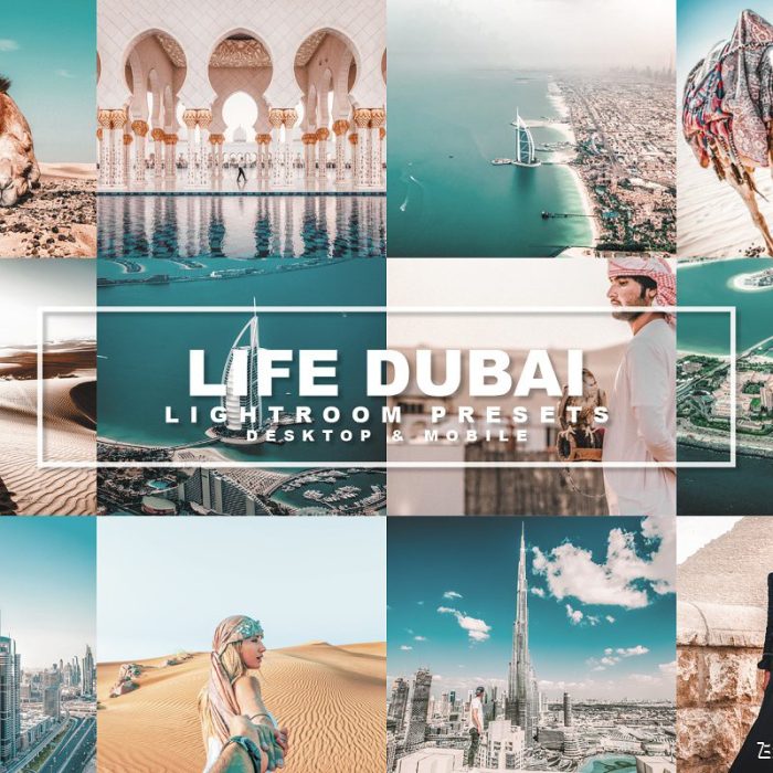 [旅拍LR预设]迪拜旅拍复古电影胶片Lightroom预设+手机版APP滤镜 Life Dubai