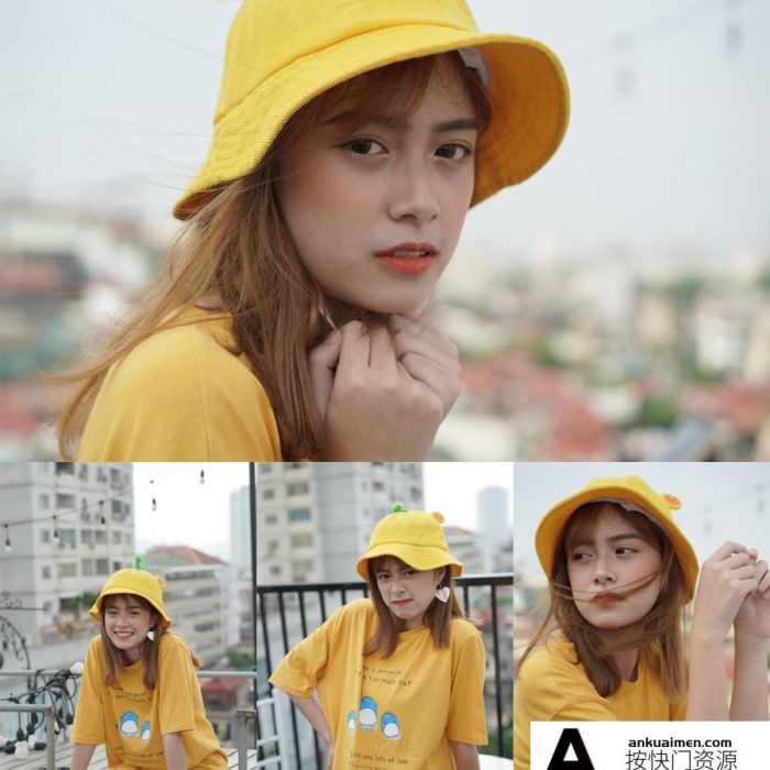 [时尚人像RAW原图]爱笑的黄色衣服少女摄影raw原片34P