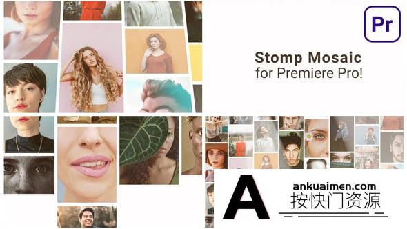 [相册AE模板]照片墙Logo动画AE模板+PR预设- Mosaic Stomp Multi Photo Logo