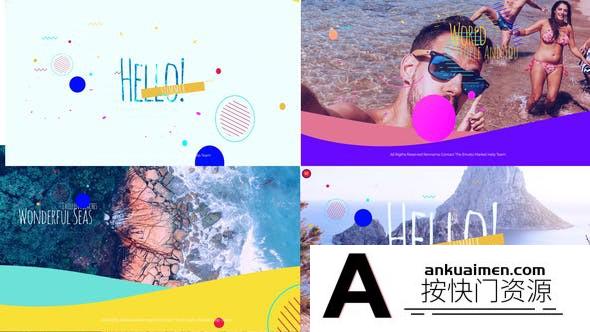 [开场片头]时尚卡通夏天旅游视频片头AE模板- Summer Opener V2