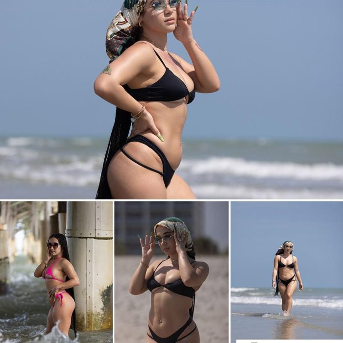 [时尚人像RAW原图]9P国外性感美模海边比基尼写真摄影CR3格式原图素材，377MB