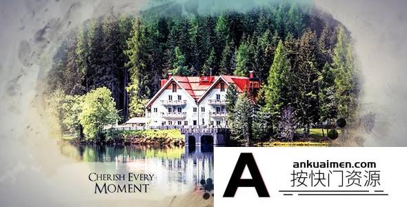 [图片展示]水墨晕染遮罩图片宣传片头AE模板- Watercolour Ink Slide
