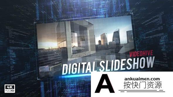 [三维AE模板]三维空间科技感图片展示片头AE模板 Digital Slideshow