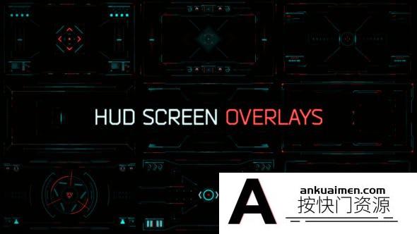 [HUD模板]科技感屏幕UI动画元素AE模板- HUD Screen Overlays