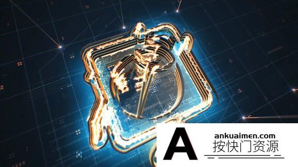 [logo模板]科技感能量描边Logo动画AE模板- Tech Neon Logo
