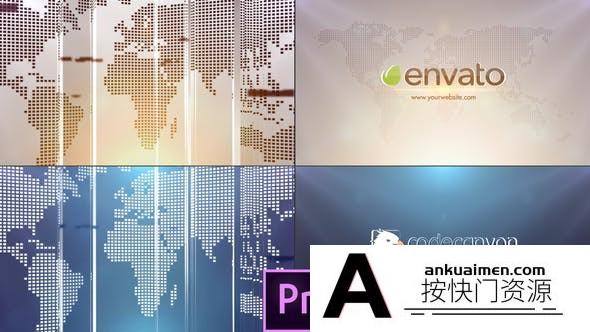 [Premiere模板]PR模板-全球商业科技地图图形动画视频片头 Global Business Logo