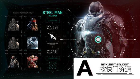 [HUD模板]456个未来科技军事战争游戏UI界面HUD图形元素动画AE模板 HUD GAME UI