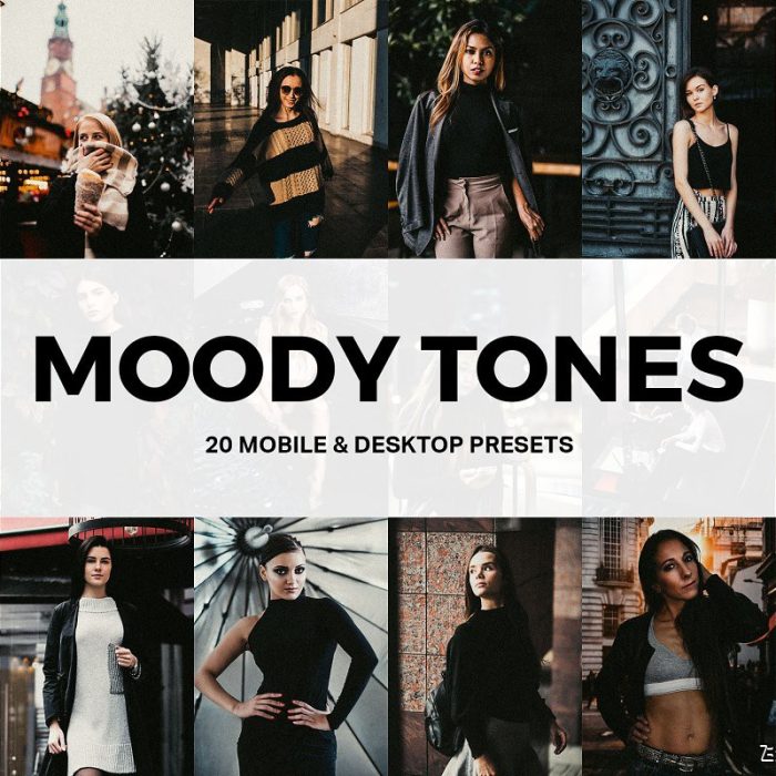 [胶片LR预设]怀旧电影情感色彩LR预设/视频调色LUT预设Moody Tones LR Presets LUT