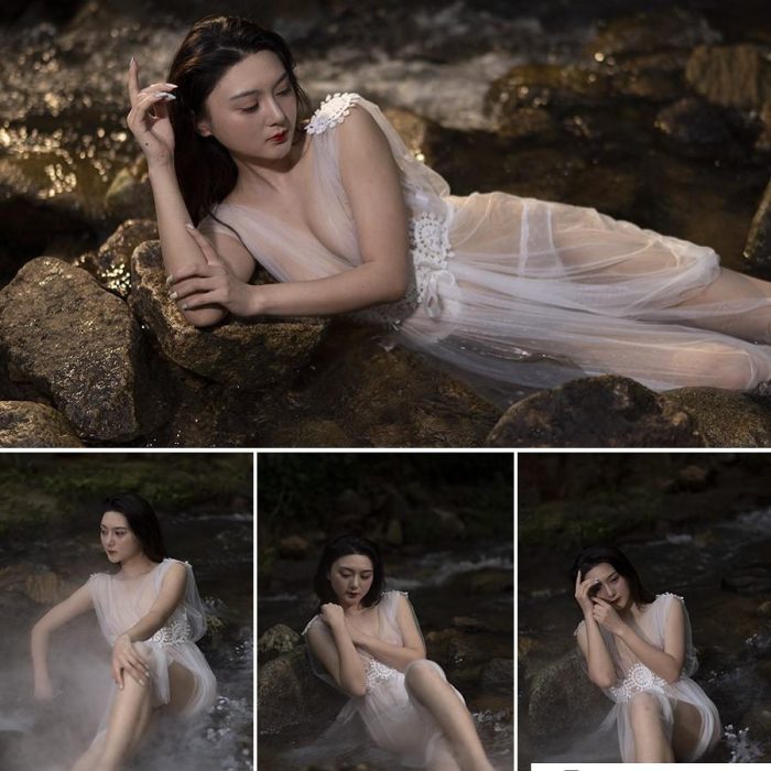 [私房写真RAW原图]127P神龙潭小溪小范冰冰清凉透明装外拍人像RAW原图素材