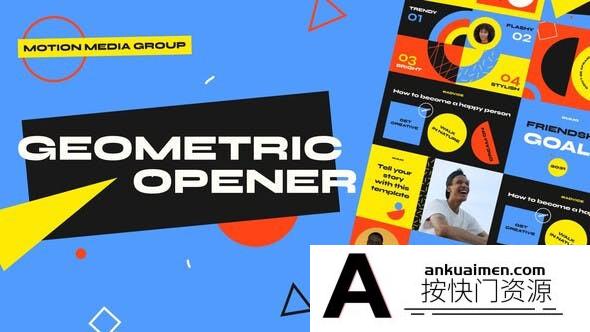 [MG模板]创意几何图形动画片头AE模板- Geometric Opener 3 in 1