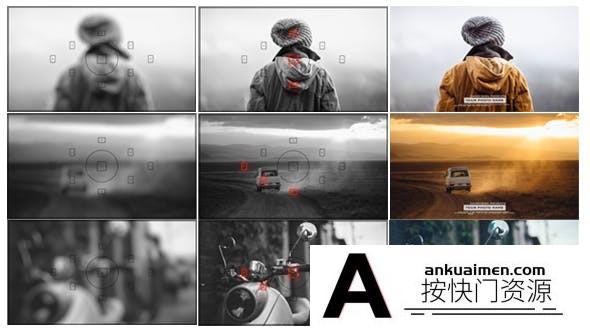 [开场片头]相机对焦UI图片开场AE模板- Photography Slideshow