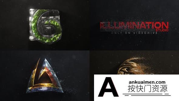 [三维AE模板]三维粒子破碎消散Logo动画AE模板- 3D Particles Logo