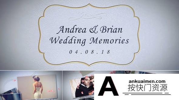 [相册AE模板]玫瑰花瓣婚礼照片相册片头AE模板- Wedding Memories