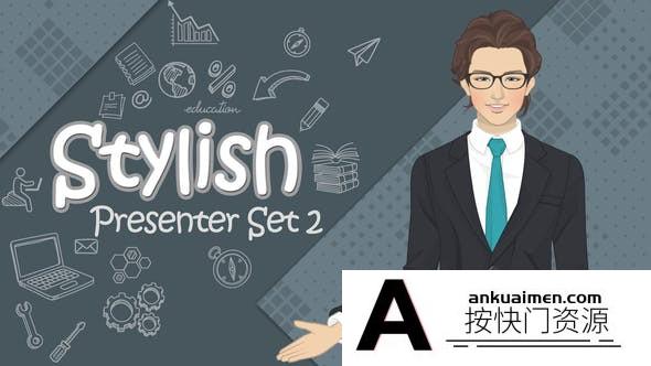 [卡通儿童]AE模板-卡通人物主持人介绍MG动画片头AE模板 Stylish Presenter Set 2