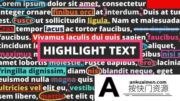 [创意特效]AE模板-文字划线标注重点突出动画效果AE模板 Highlight Text