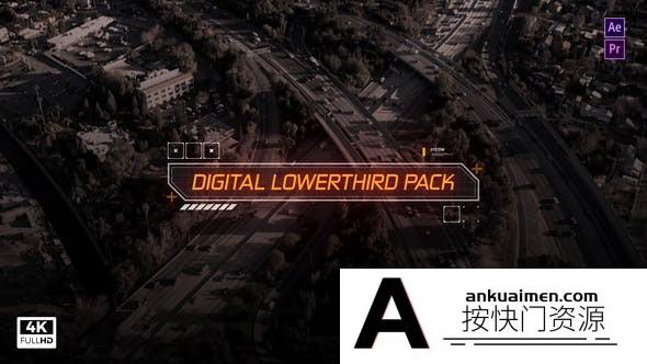 [文字标题]科技感文字标题字幕条动画AE模板+PR预设- Digital Titles & Lower Thirds
