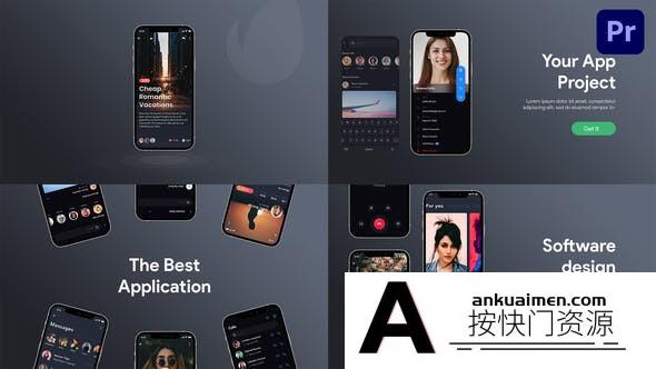 [Premiere模板]PR模板-iphone 13苹果手机展示短视频剪辑宣传动态海报 Mobile App Promotion Mogrt