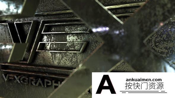 [三维AE模板]力量感三维钢铁文字Logo动画AE模板- Power Grunge Logo