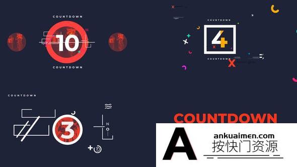 [倒计时模板]创意时尚图形包装倒计时动画AE模板- Broadcast Countdown Version 0.3