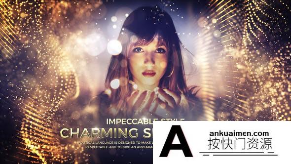 [开场片头]金色粒子背景照片相册开场AE模板- Charming Slideshow