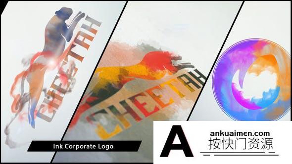 [logo模板]AE模板-水墨滴落汇聚Logo动画 Ink Corporate Logo