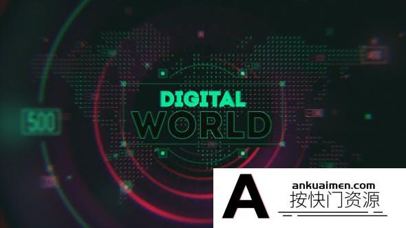 [logo模板]科技感Logo开场动画AE模板- Digital World Opener
