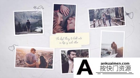 [婚礼AE模板]纸飞机照片相册爱情回忆片头AE模板- Brighter Moments
